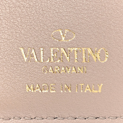 Valentino Garavani Calfskin Small Tri-Fold Rockstud Wallet Poudre 7 of 12