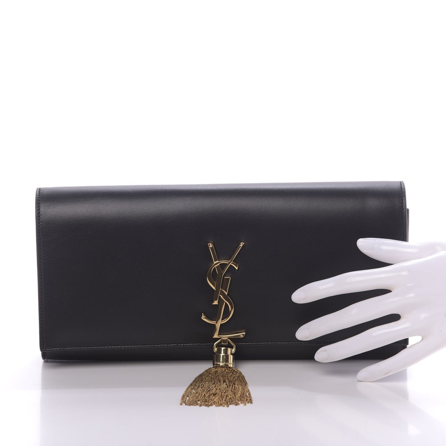 Calfskin Classic Monogram Tassel Clutch Black