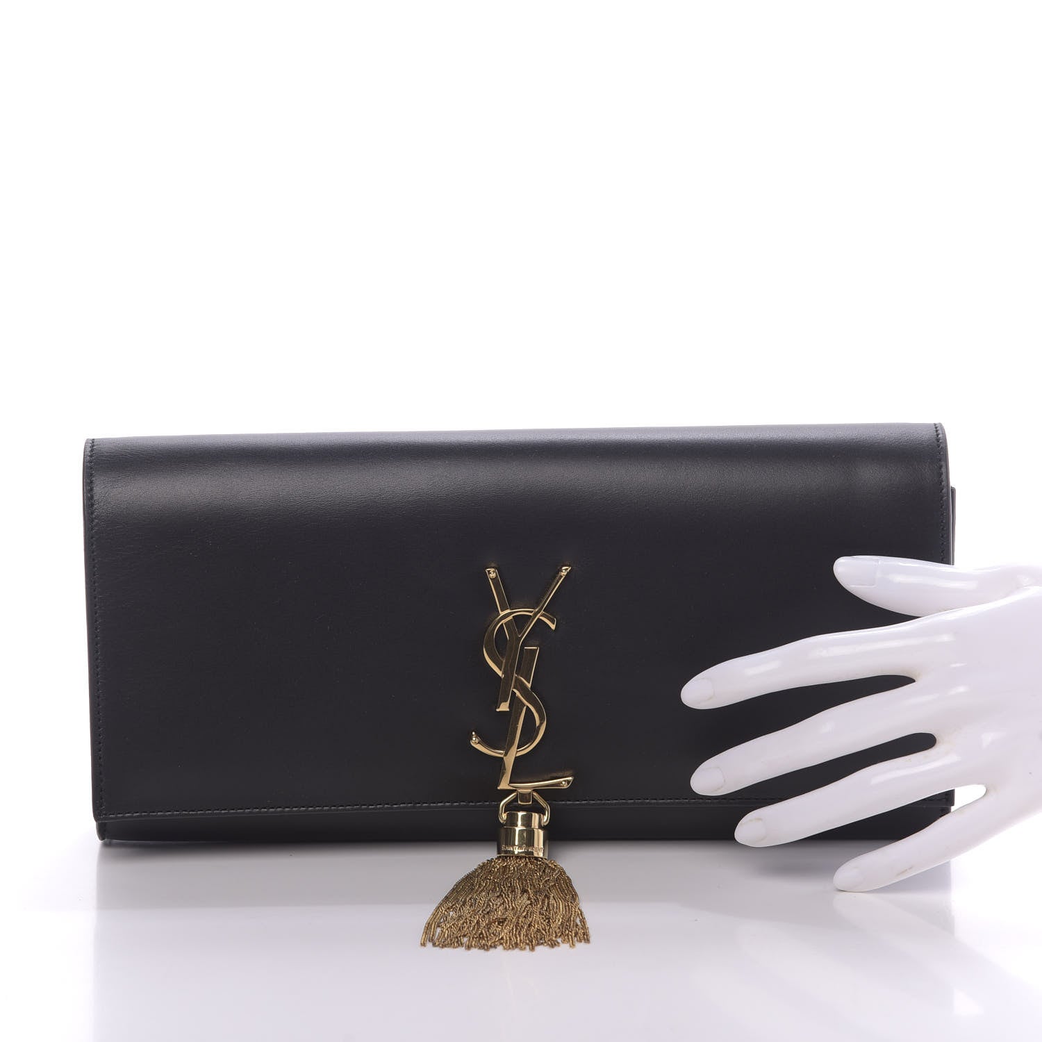 Saint Laurent Calfskin Classic Monogram Tassel Clutch Black 10 of 10
