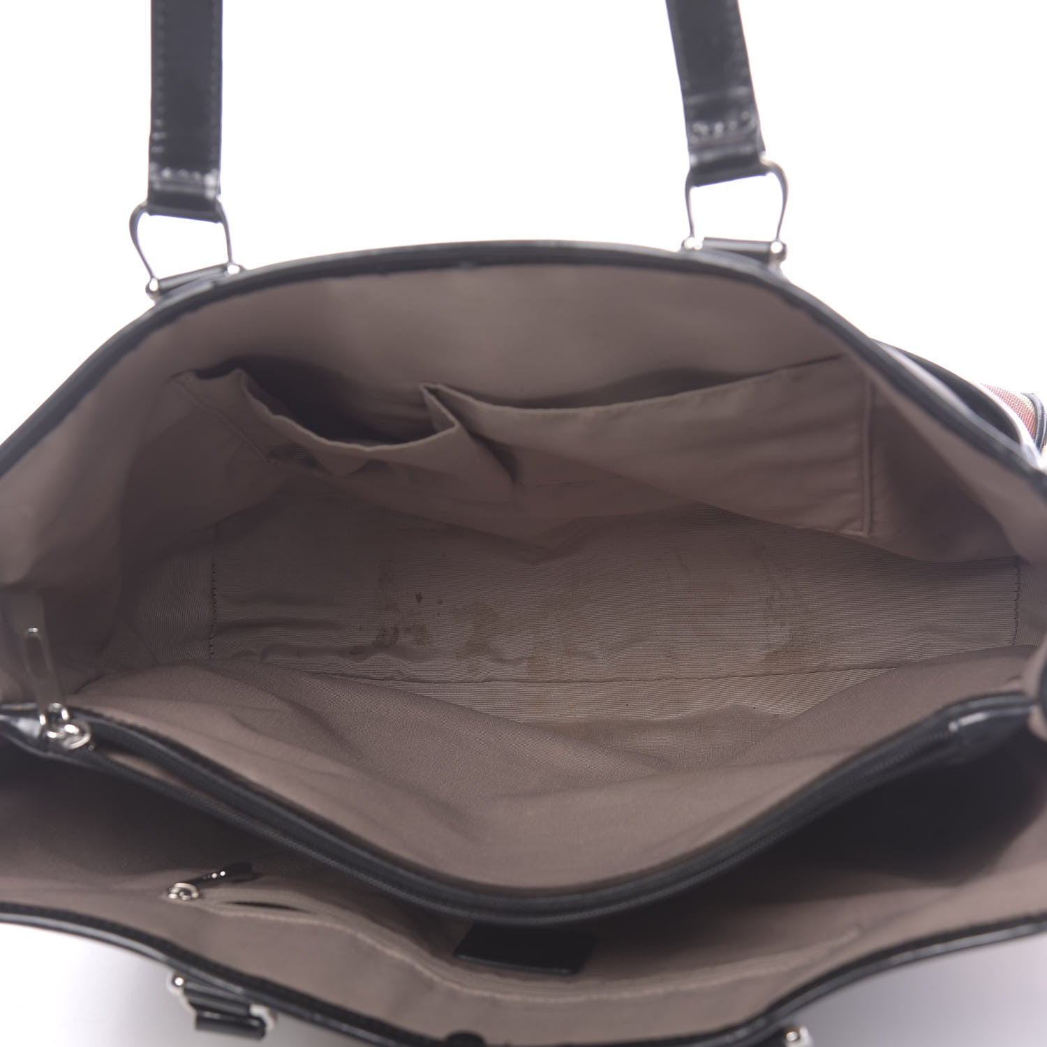 Burberry Patent Trim Nova Check Tote Black 5 of 28