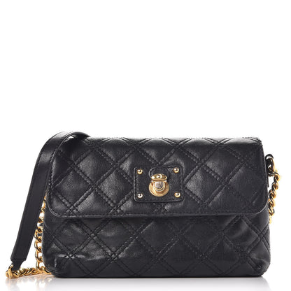 Marc Jacobs Lambskin Quilted Crossbody The Small Single Flap Black 1 of 8