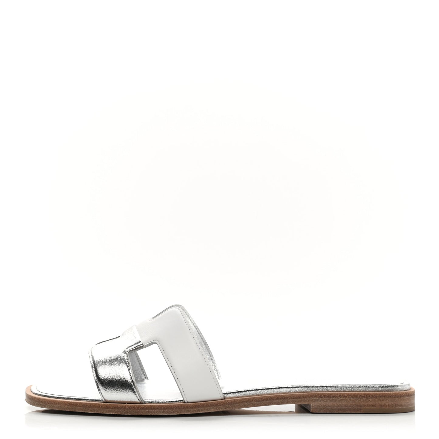 Metallic Nappa Box Oran Sandals 36 White Gris Argente