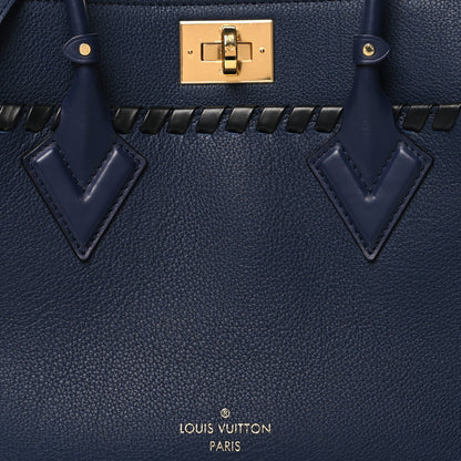 Louis Vuitton Calfskin Mahina Braided On My Side MM Navy Blue 7 of 10