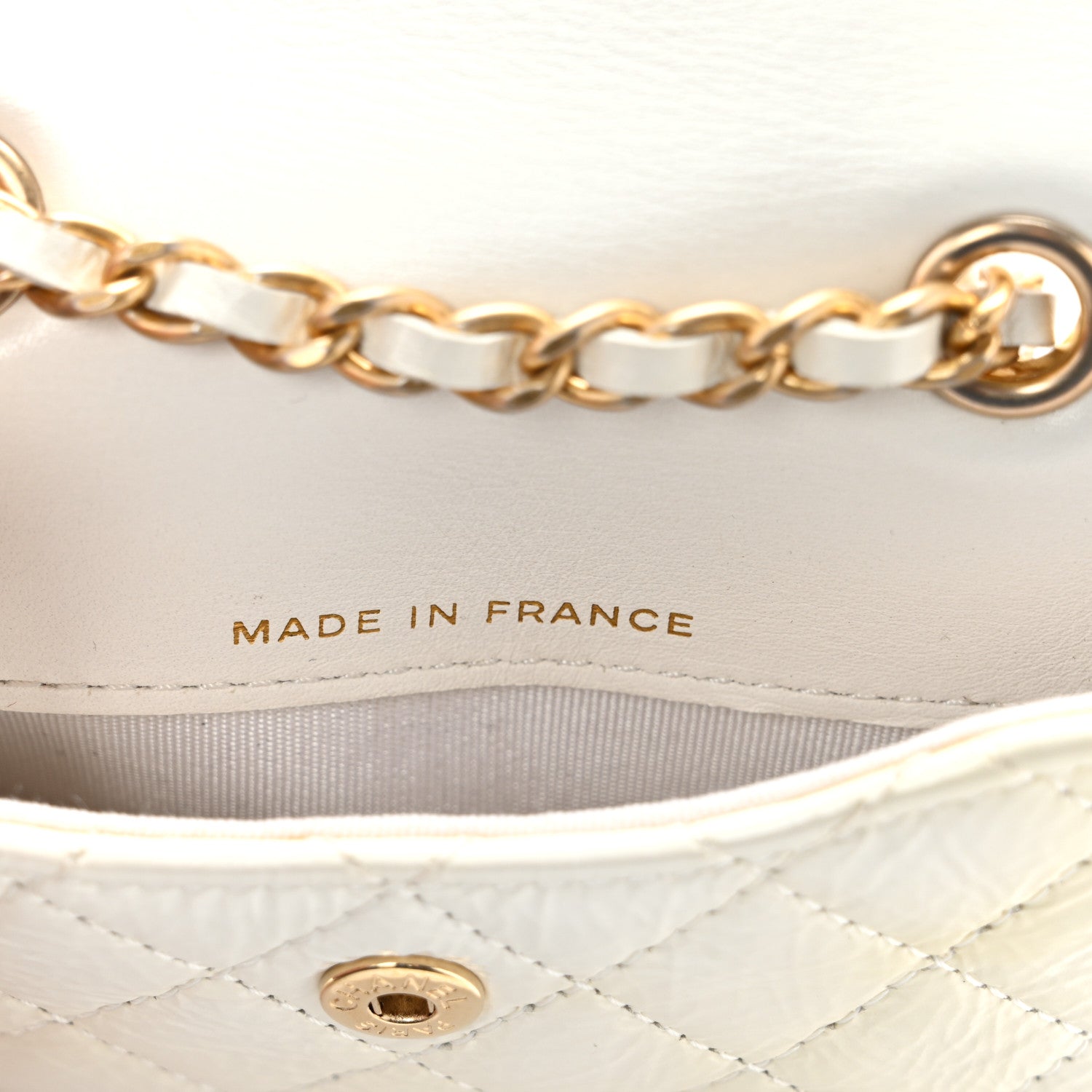 Chanel Shiny Aged Calfskin Quilted Waist Belt Bag White 7 of 11