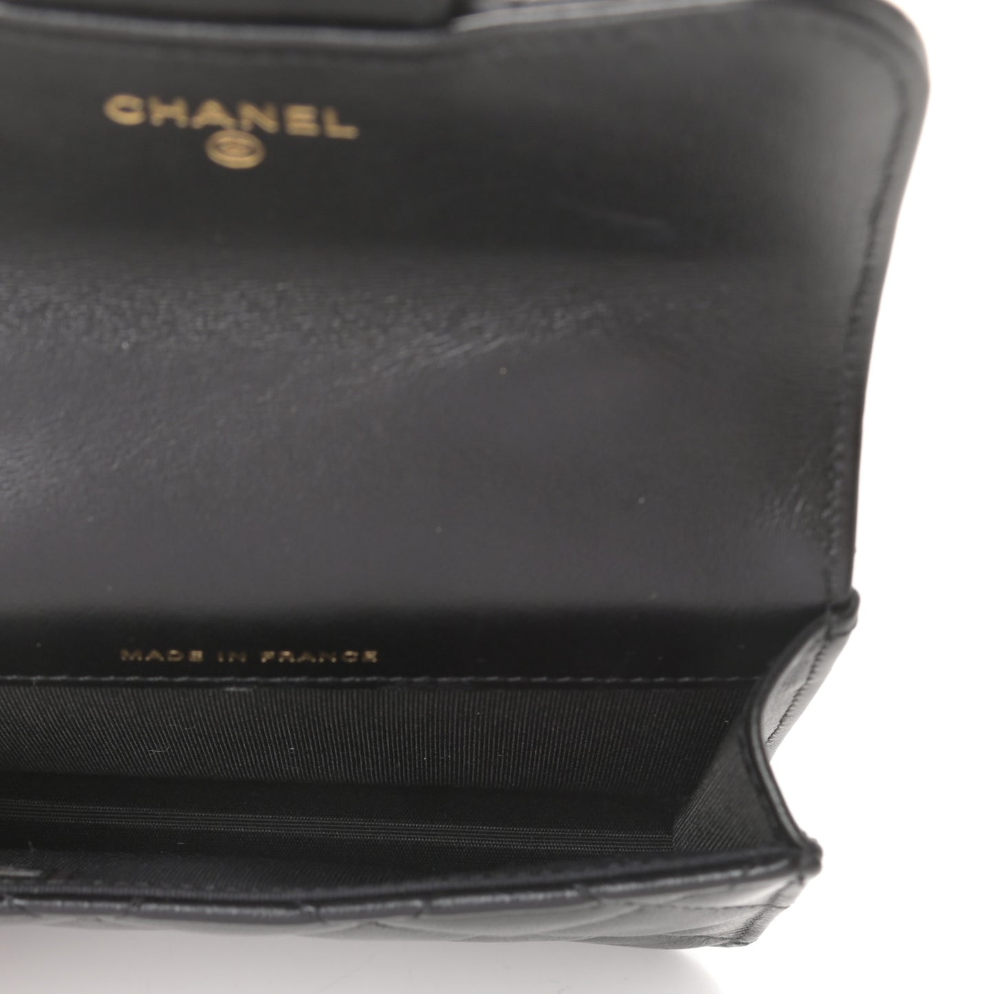 Lambskin Quilted Top Handle Flap Coin Purse With Chain Black