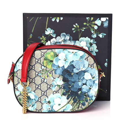 Gucci GG Supreme Monogram Blooms Mini Chain Shoulder Bag Beige Blue Navy Hibiscus Red 9 of 9