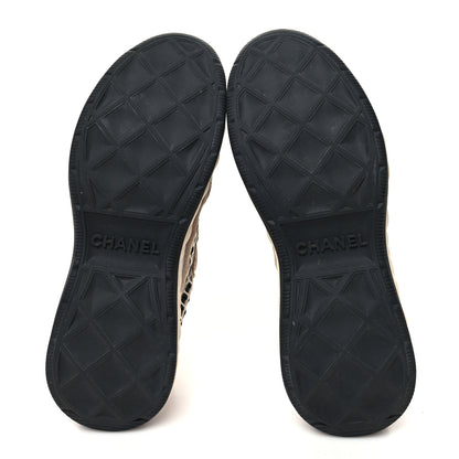 Chanel Suede Calfskin Embroidered CC Sneakers 37.5 Beige Black 5 of 8