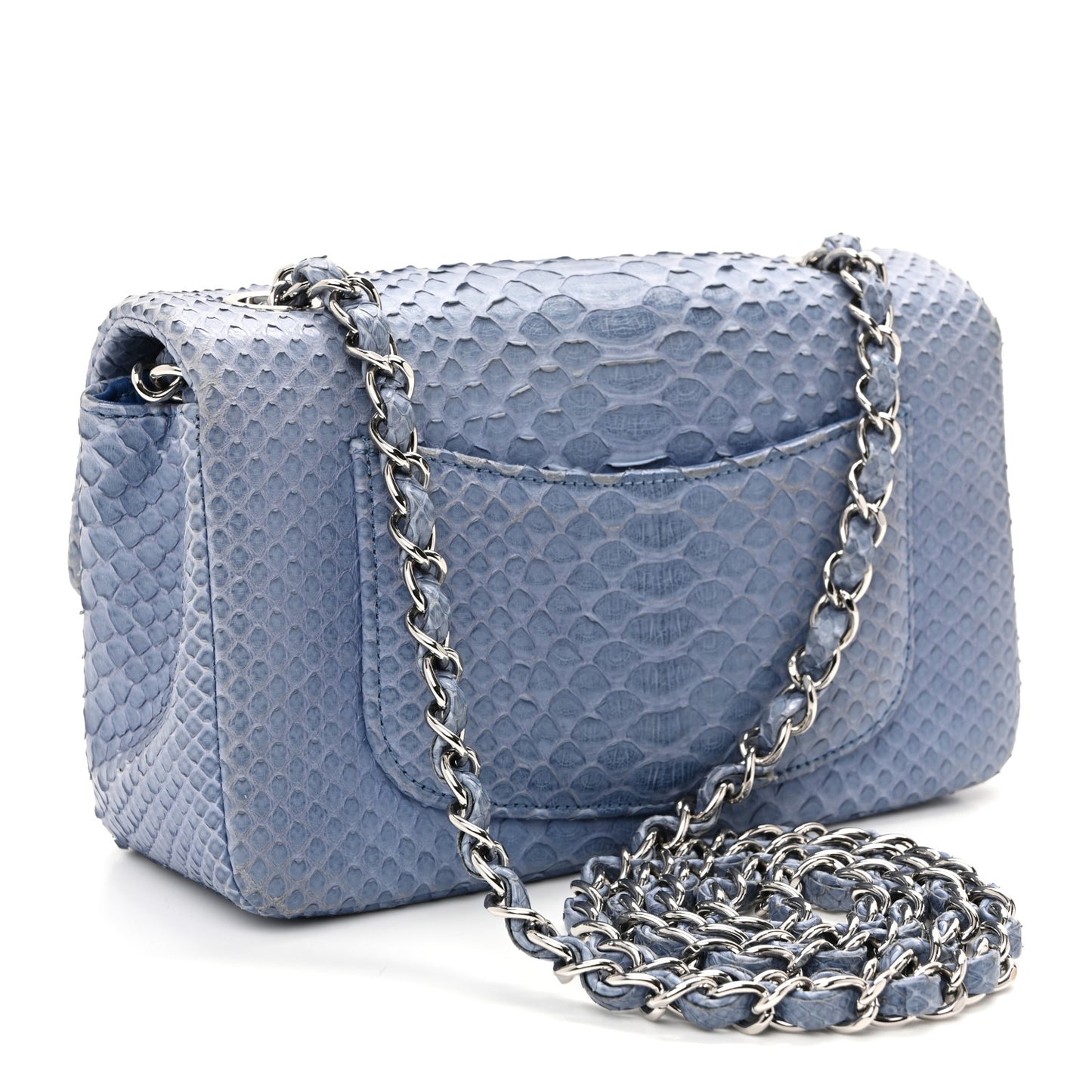 Snakeskin Mini Rectangular Flap Blue
