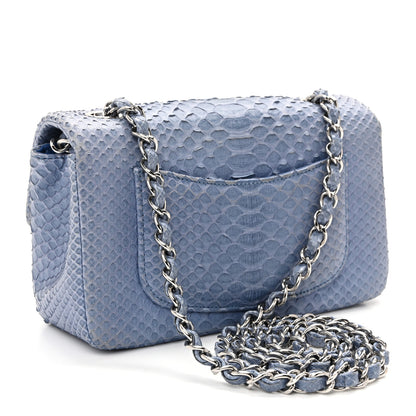 Chanel Snakeskin Mini Rectangular Flap Blue 3 of 11