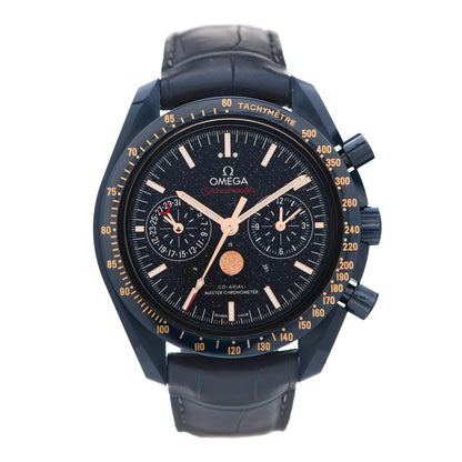 Omega Ceramic Titanium Crocodile 44mm Speedmaster Co-Axial Master Chronometer Blue Side of the Moon Automatic Watch Blue Aventurine 304.93.44.52.03.002 1 of 5