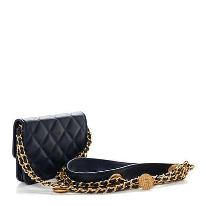Chanel Caviar Quilted Twist Your Buttons Coin Purse With Chain Navy 3 of 12