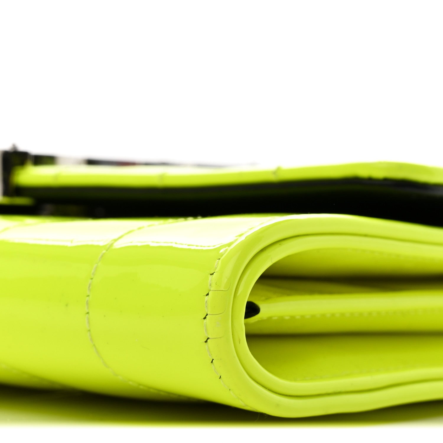 Saint Laurent Patent Calfskin Matelasse Monogram Vicky Chain Wallet Neon Yellow 12 of 18