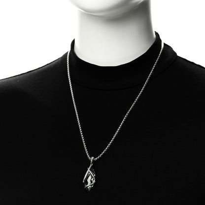 David Yurman Sterling Silver Diamond Prasiolite Elongated Cable Wrap Pendant Necklace 2 of 6
