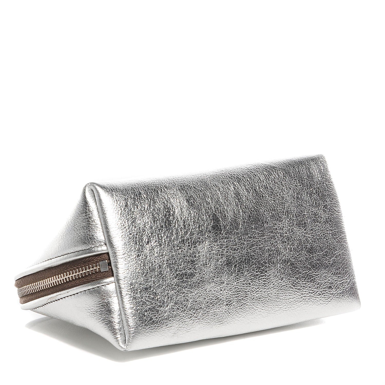 Saint Laurent Metallic Leather Belle de Jour Cosmetic Case Dark Silver 4 of 8