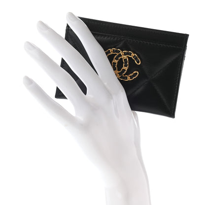 Chanel Shiny Goatskin Quilted Chanel 19 Card Holder Black 2 of 8