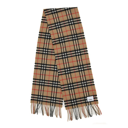 Burberry Wool Cashmere House Check Fringe Scarf Camel 2 of 3