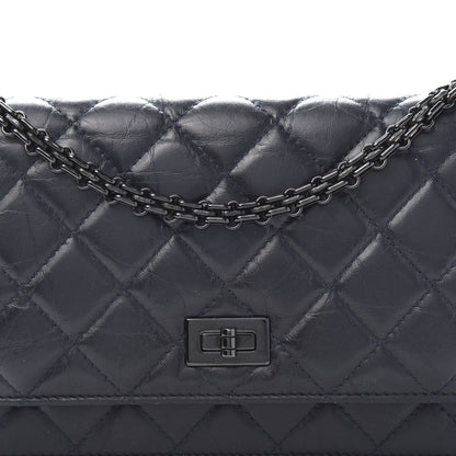 Chanel Aged Calfskin Quilted Reissue Wallet On Chain WOC Navy 12 of 13