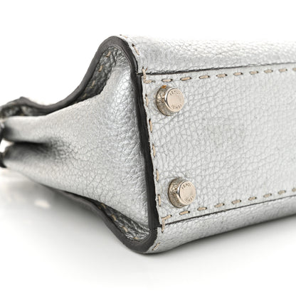 Fendi Cuoio Romano Lux Selleria Mini Peekaboo Iconic Satchel Argento 10 of 13