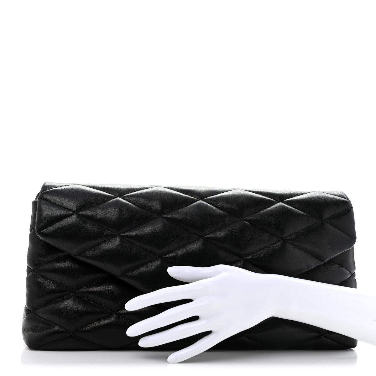 Lambskin Quilted Sade Puffer Envelope Clutch Black