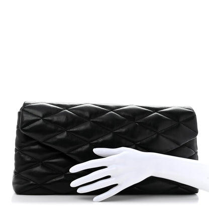 Saint Laurent Lambskin Quilted Sade Puffer Envelope Clutch Black 3 of 18