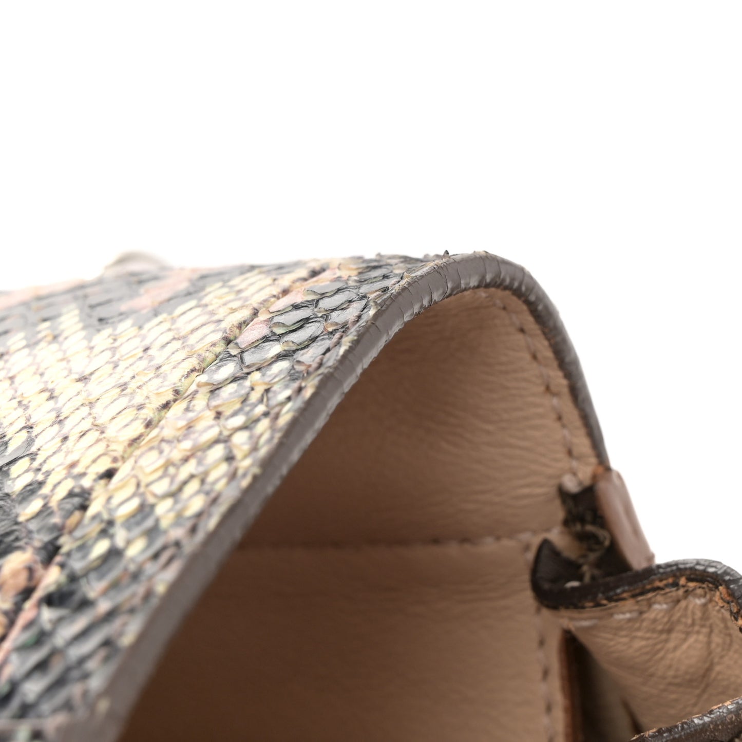 Calfskin Snakeskin Medium Sofia Satchel Beige Brown Multicolor