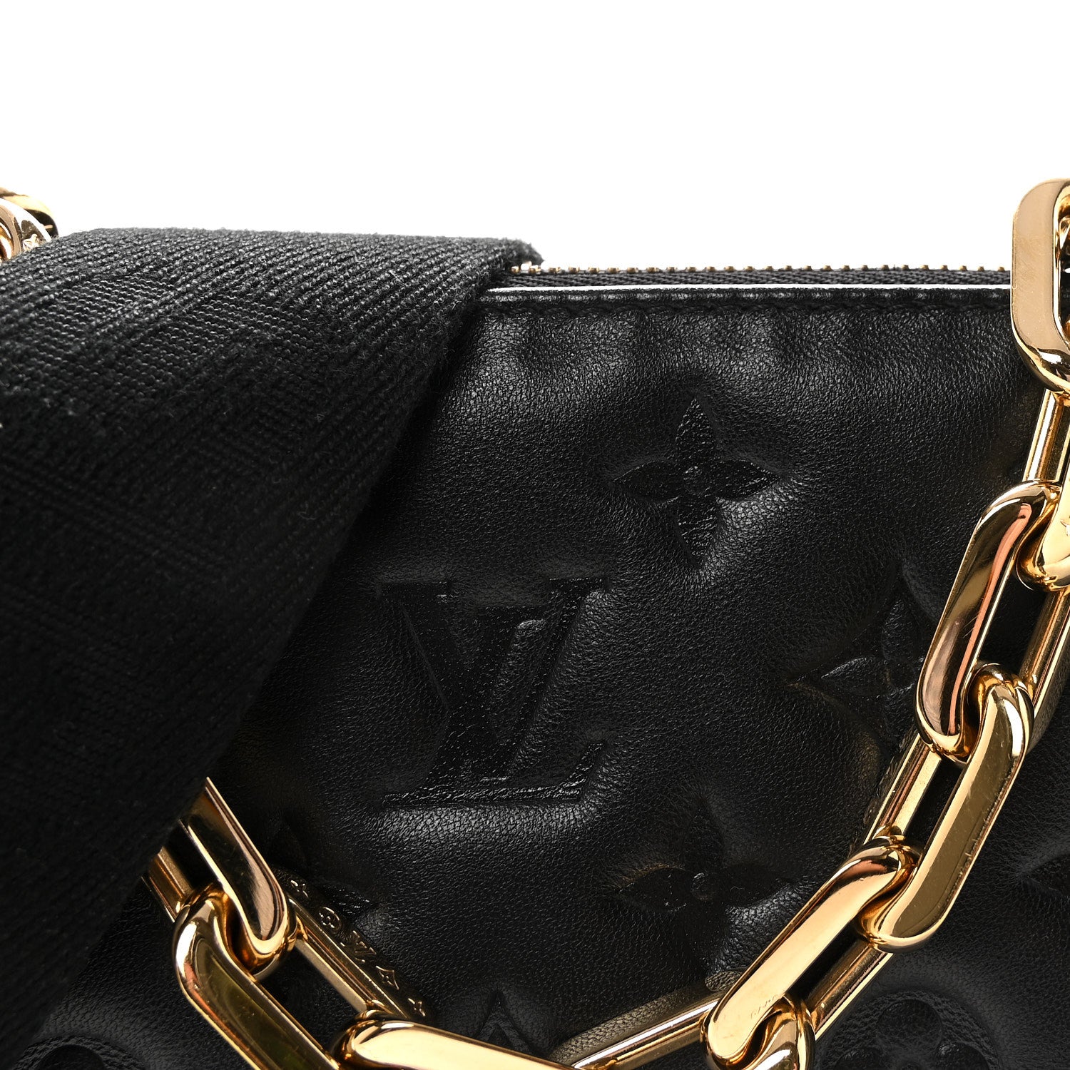 Louis Vuitton Lambskin Embossed Monogram Coussin PM Black 7 of 9