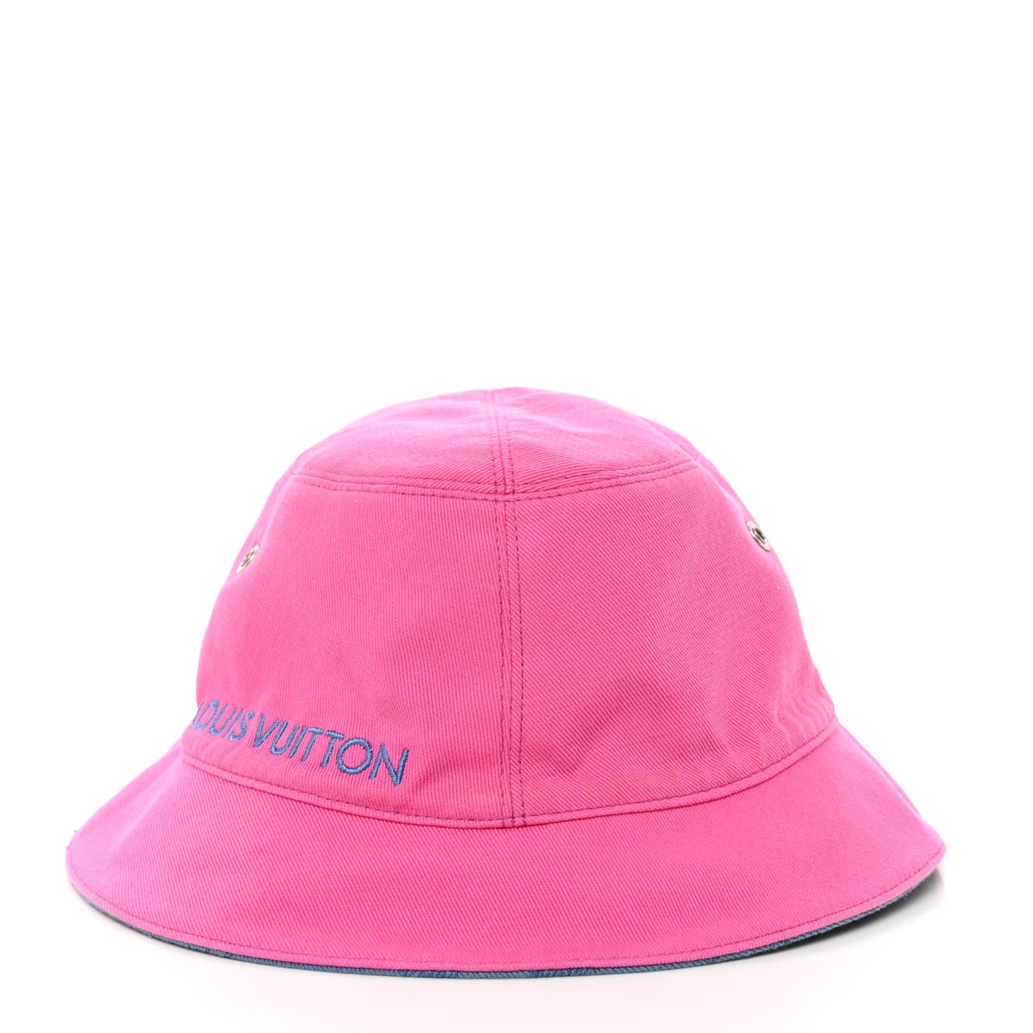 Monogram Denim Reversible Bucket Hat 58 Blue Pink