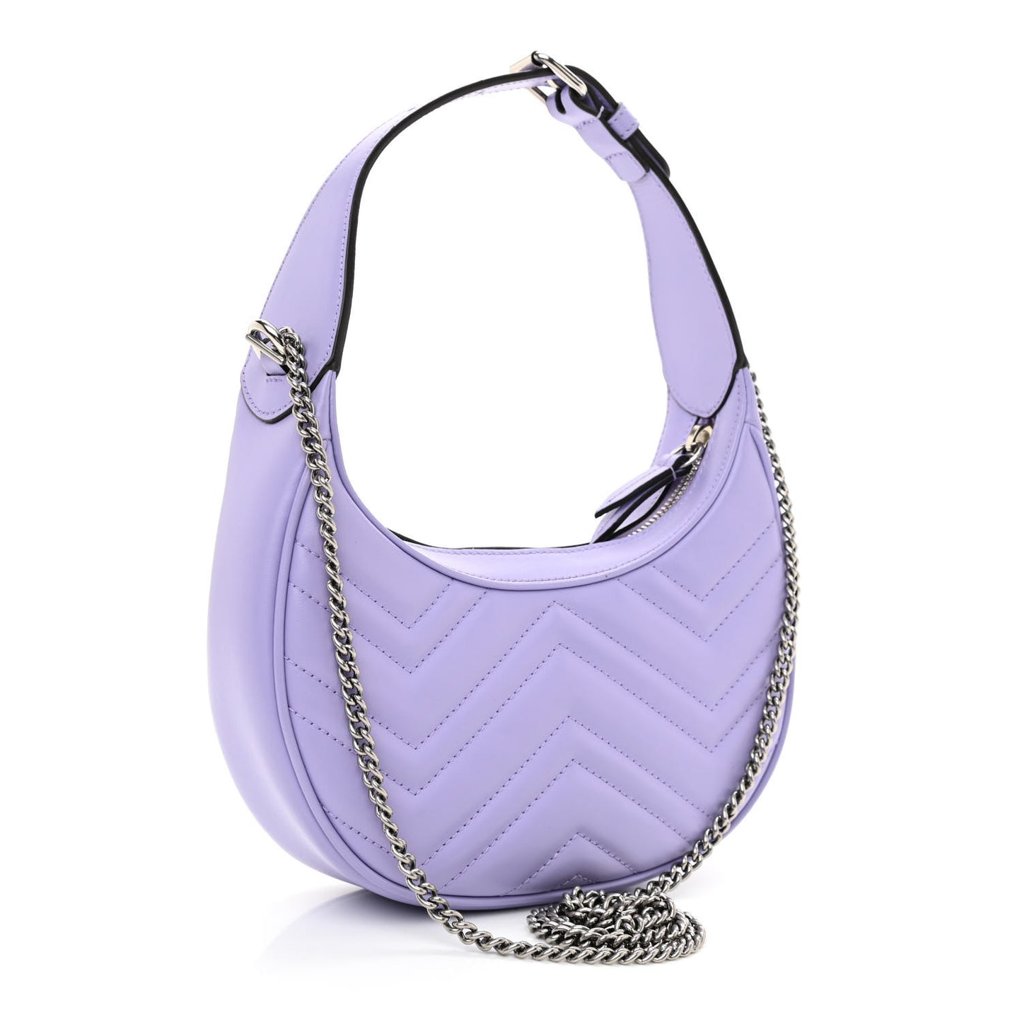 Calfskin Matelasse Mini GG Marmont Half Moon Hobo Lapis