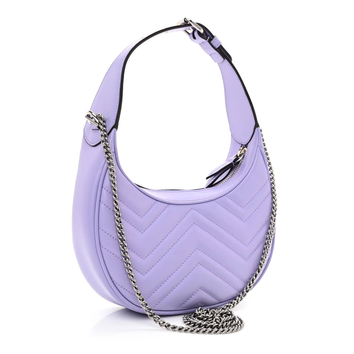 Gucci Calfskin Matelasse Mini GG Marmont Half Moon Hobo Lapis 3 of 9