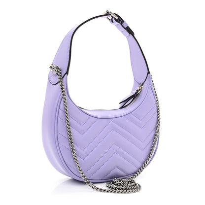Gucci Calfskin Matelasse Mini GG Marmont Half Moon Hobo Lapis 3 of 9