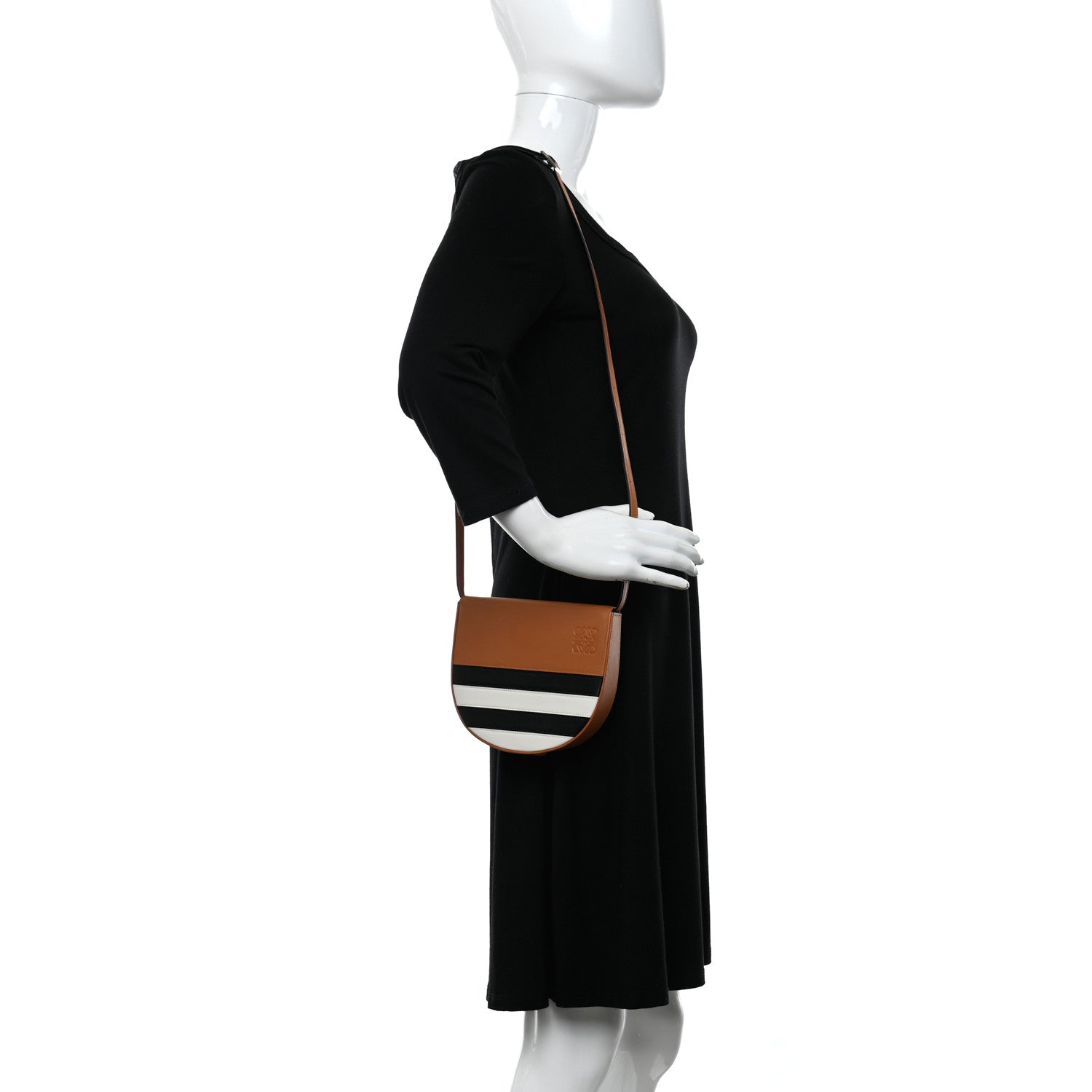 Loewe Calfskin Marine Stripe Mini Heel Shoulder Bag Tan 2 of 9