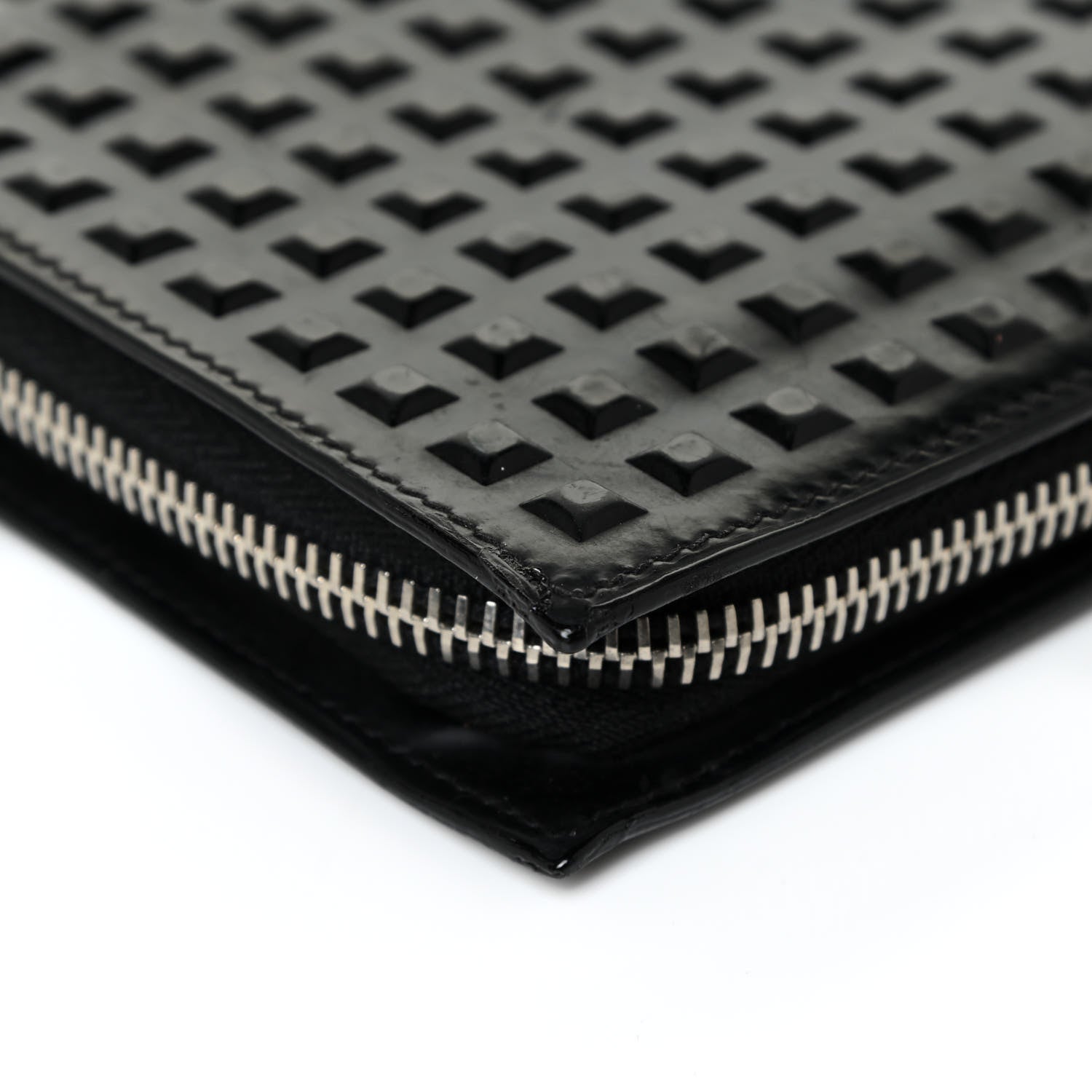 Balenciaga Calfskin Grid Embossed Zip Around Wallet Black 12 of 18