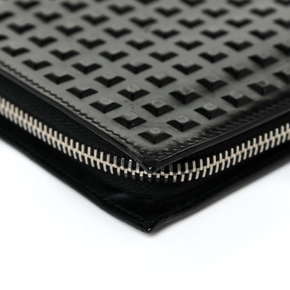 Balenciaga Calfskin Grid Embossed Zip Around Wallet Black 12 of 18
