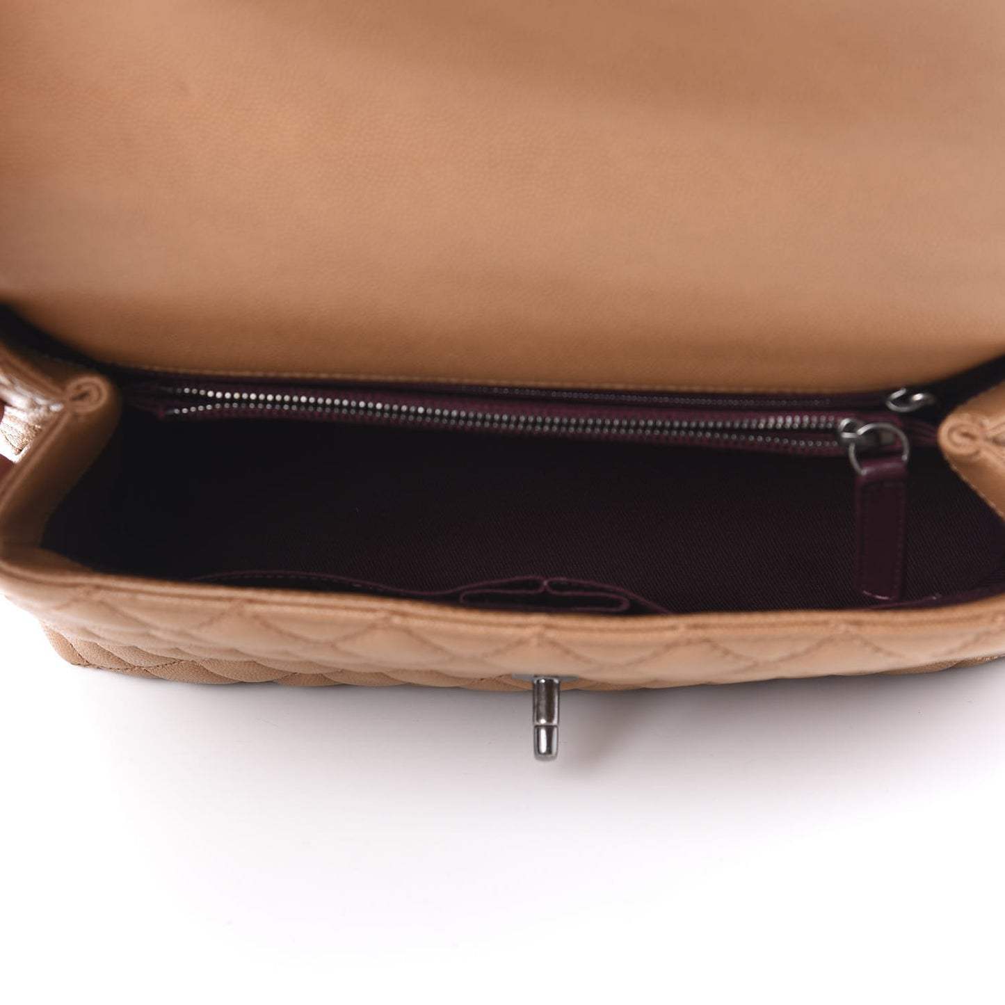 Caviar Quilted Small Coco Handle Flap Camel