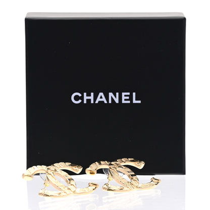 Chanel Metal Textured CC Earrings Gold 5 of 5