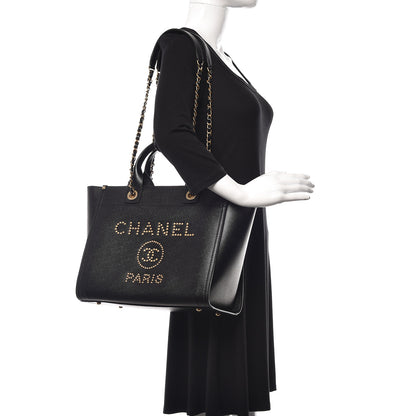 Chanel Caviar Small Studded Deauville Tote Black 3 of 16