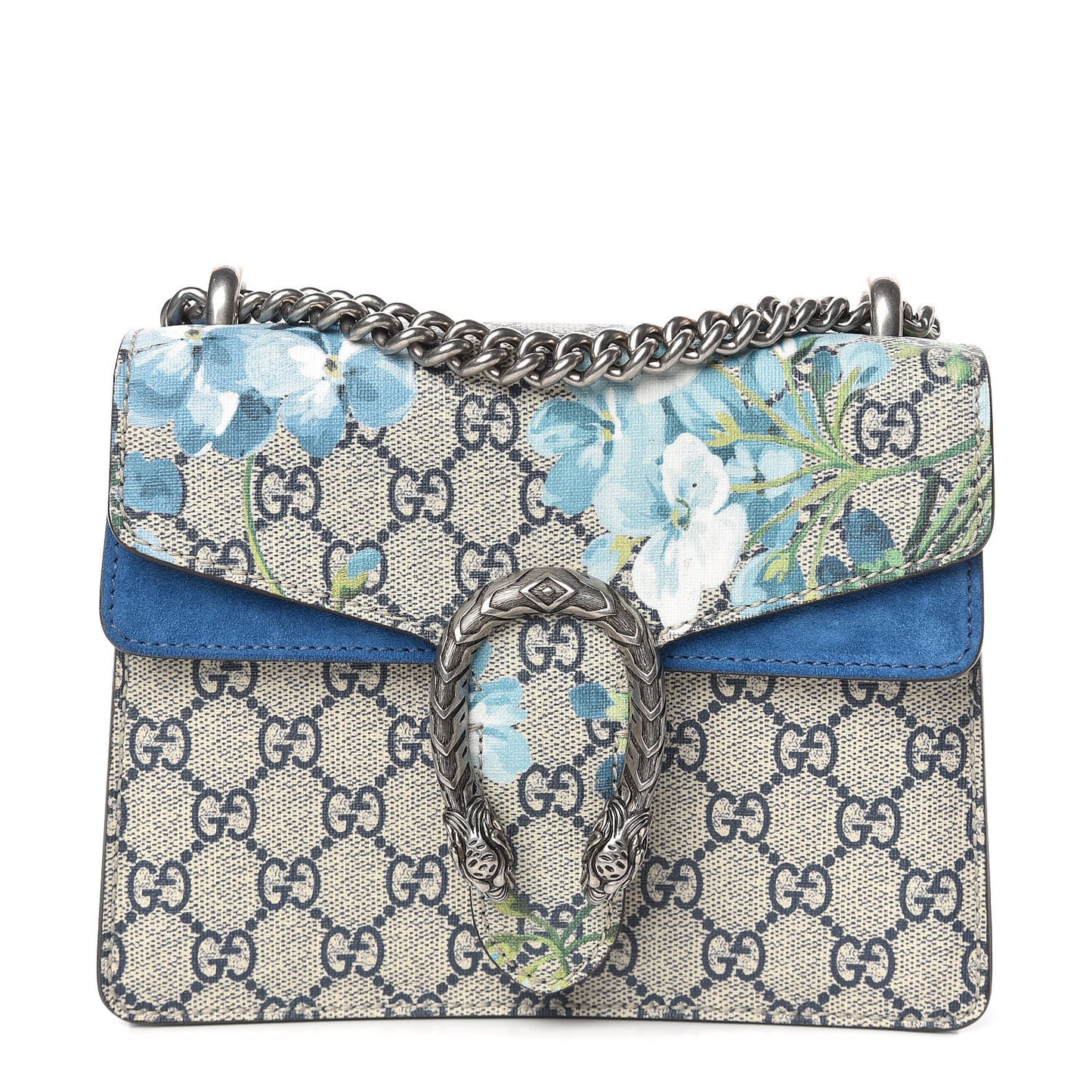 GG Supreme Monogram Blooms Mini Dionysus Shoulder Bag Beige Navy Vintage Blue
