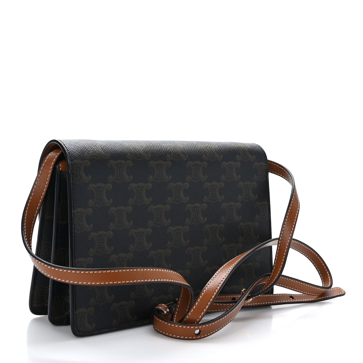 Triomphe Canvas Lambskin Wallet On Strap Tan