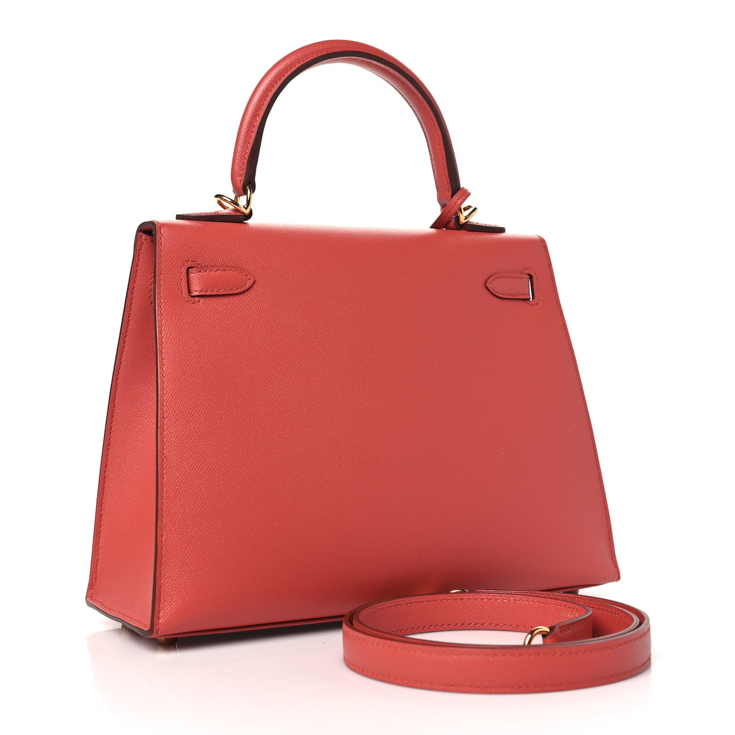 Hermes Madame Calfskin Kelly Sellier 25 Capucine Sanguine 3 of 10
