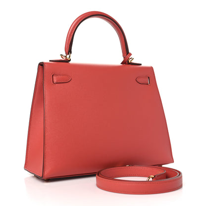 Hermes Madame Calfskin Kelly Sellier 25 Rouge H 3 of 10