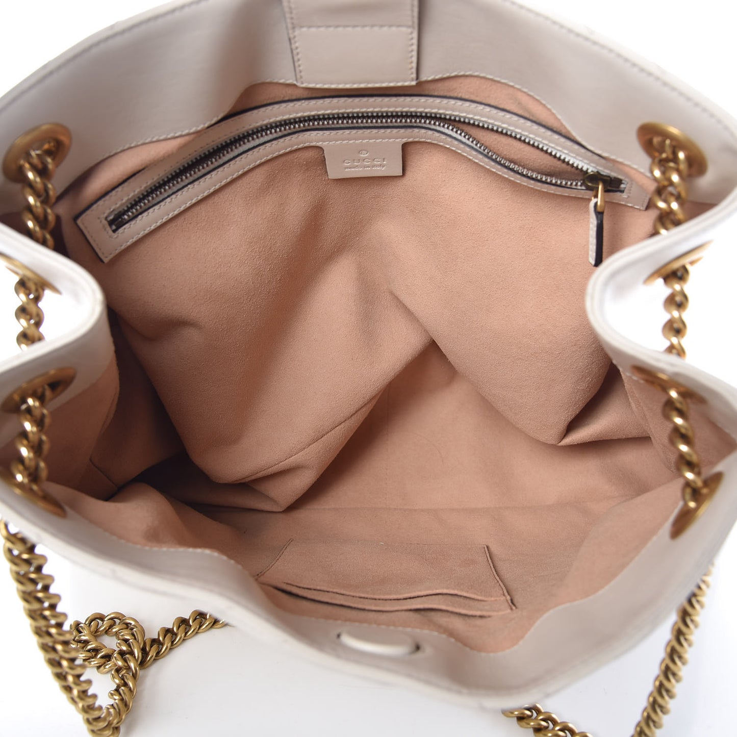 Calfskin Matelasse Medium GG Marmont Shoulder Tote Bag White
