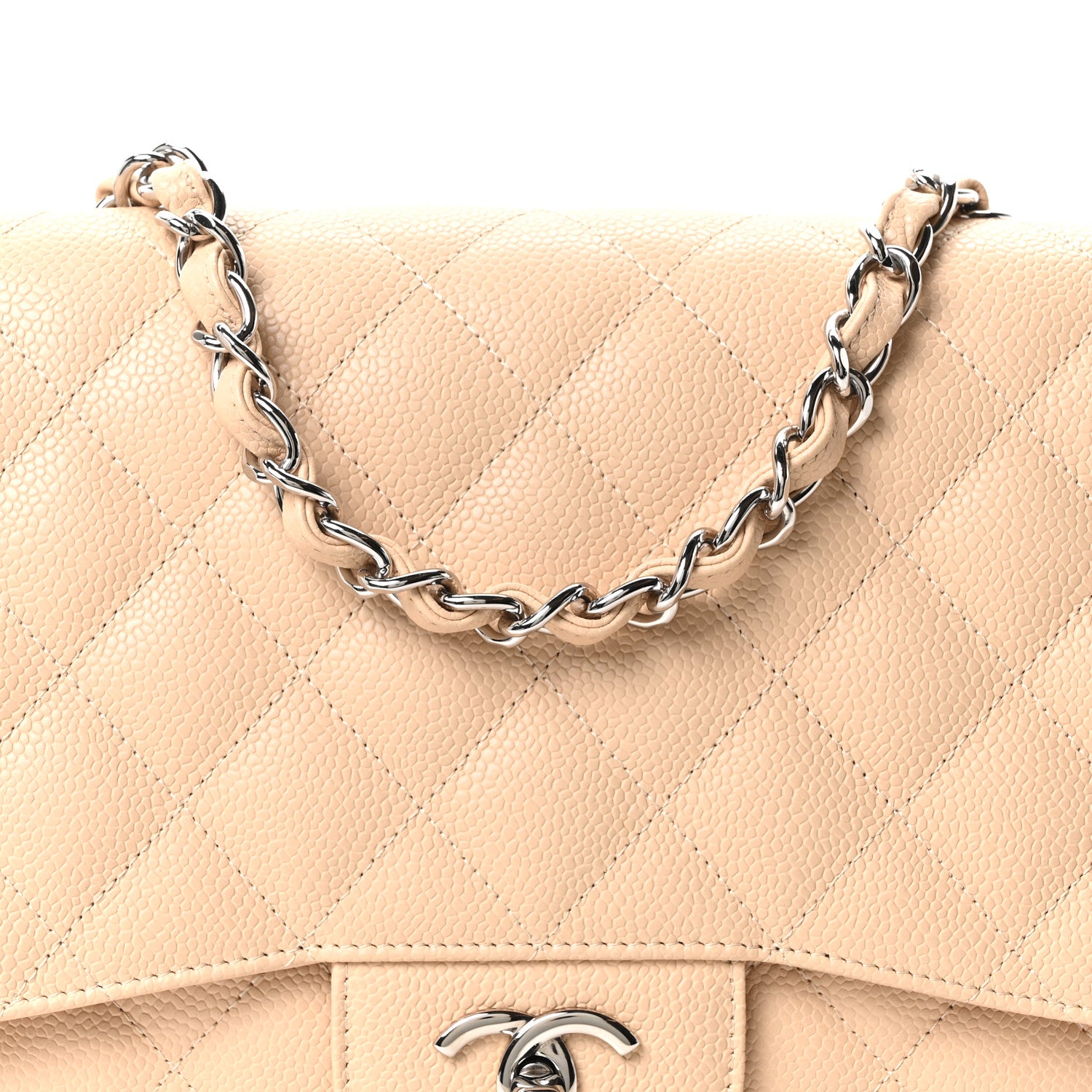 Chanel Caviar Quilted Jumbo Single Flap Beige Clair 8 of 10