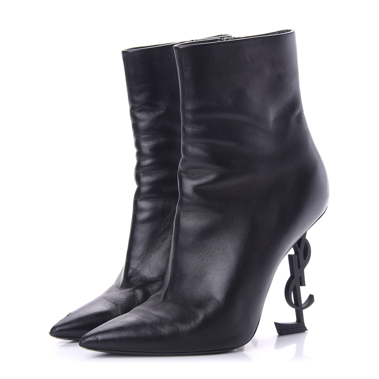 Saint Laurent Sheepskin Opyum Ankle Boots 39 Black 3 of 10