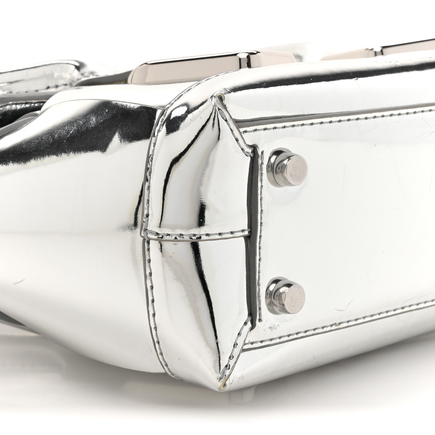 Bottega Veneta Mirror Laminated Nappa Maxi Intrecciato Mini Arco  Silver 9 of 12