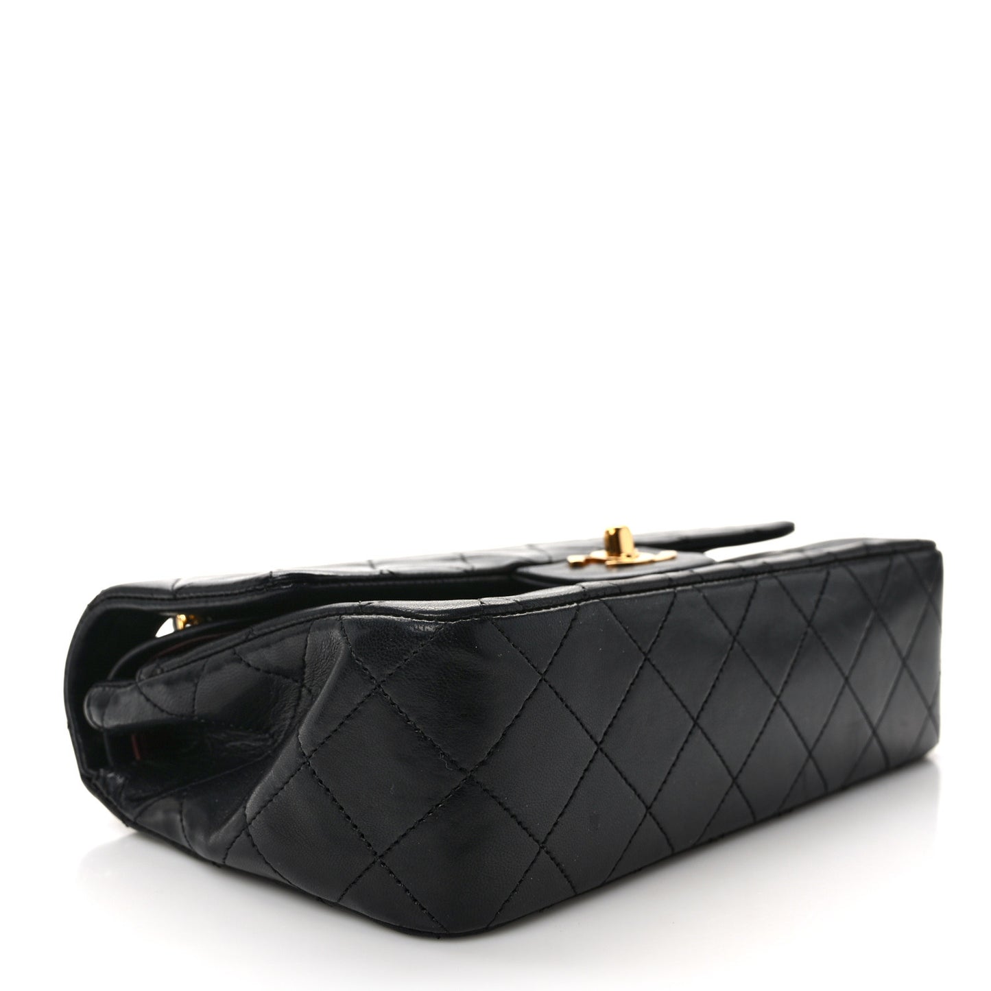 Lambskin Quilted Small Double Flap Black