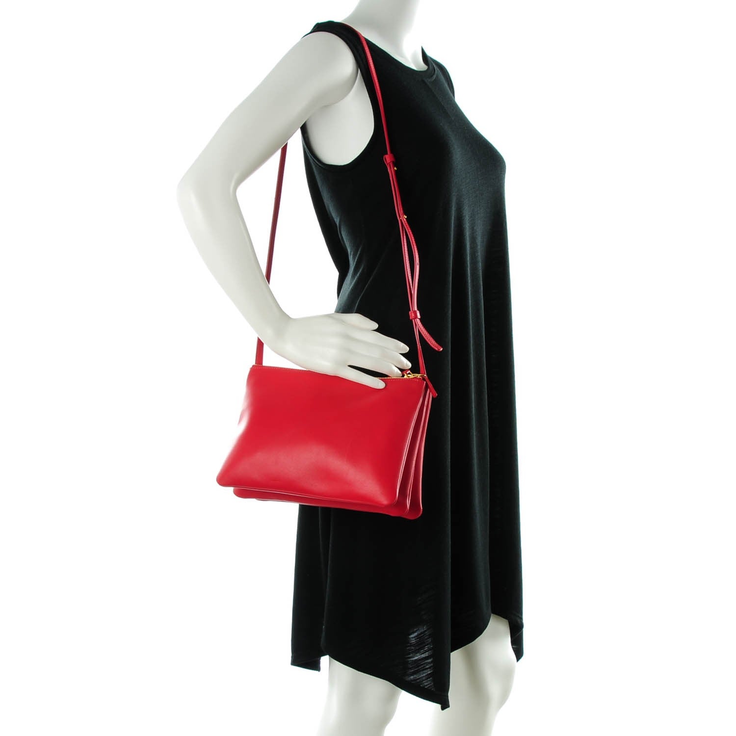 Celine Lambskin Large Trio Crossbody Bag Red 2 of 7