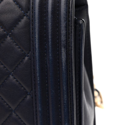 Chanel Lambskin Quilted New Medium Boy Flap Dark Blue 17 of 17