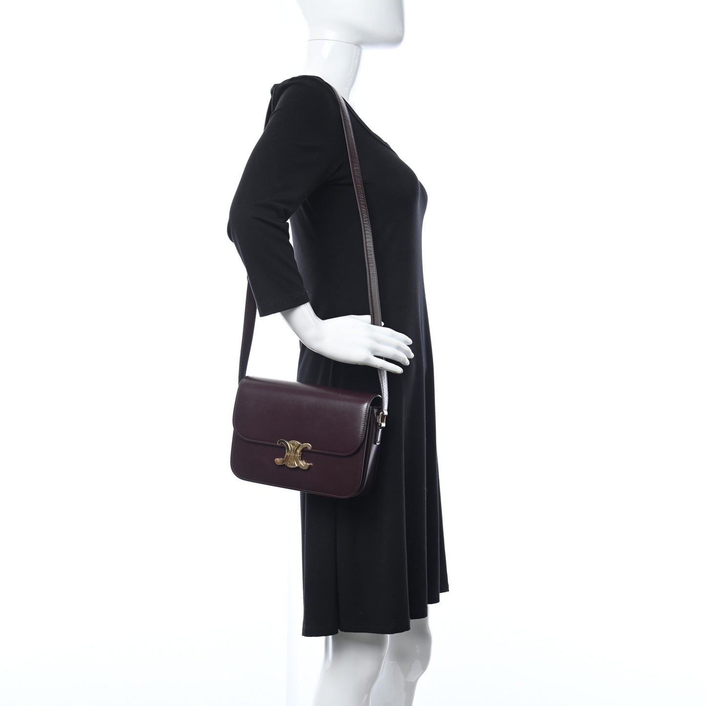 Shiny Calfskin Medium Triomphe Burgundy