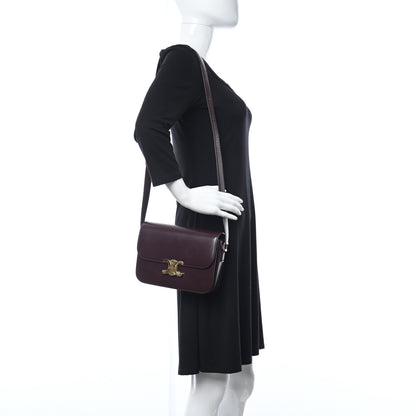 Celine Shiny Calfskin Medium Triomphe Burgundy 2 of 11