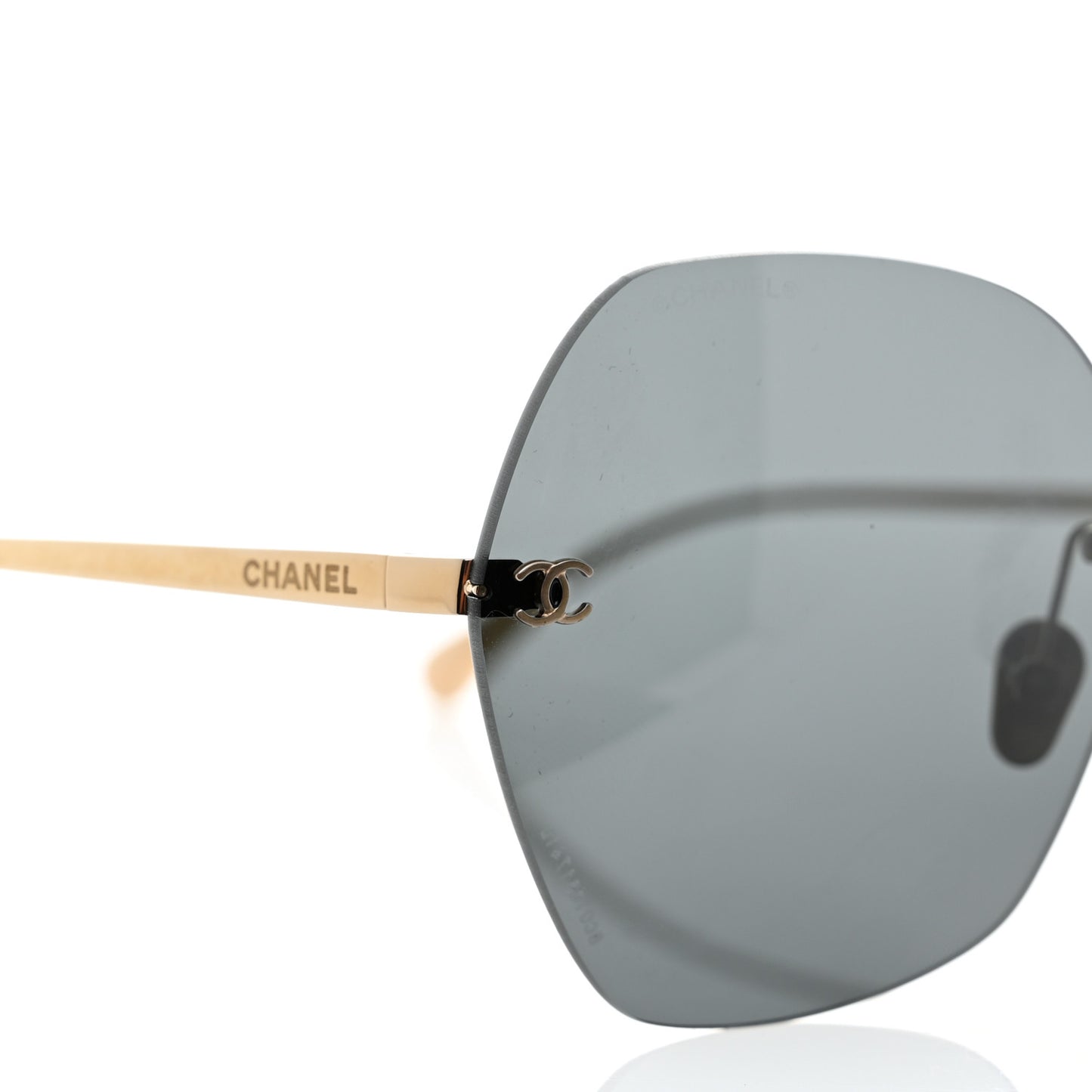 Titanium Polarized Rimless Square Sunglasses 4271-T Gold Black